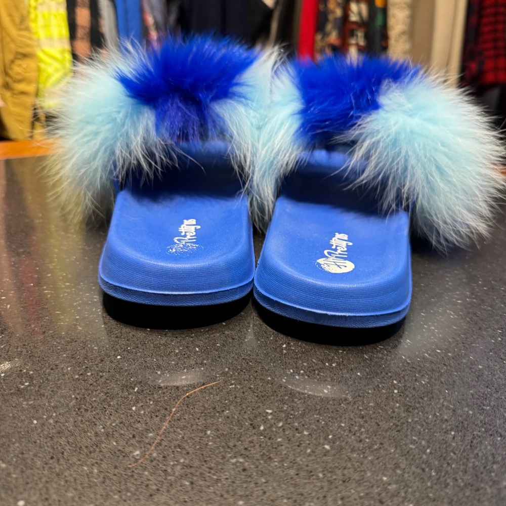 Real Fox Fur Slides with Rubber Soles - Picture 6 of 7